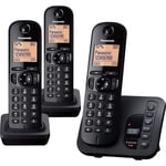 Panasonic KX-TGC223EB Cordless Phone, Trio Handset with Answer Machine