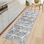 Tinyboy-hbq Tapis de Cuisine antidérapant Lavable Tapis Cuisine Long Doux Gris Tapis Cuisine Devant evier pour Chambre à Coucher couloirs Salon Cuisine (Ivoire/Gris, 60 x 300 cm)