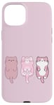 iPhone 15 Plus Three Adorable Pink Cats with Sugar Sprinkles Case