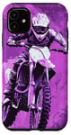 Coque pour iPhone 11 Violet Pop Art Imprimé Animal Drapeau US Dirt Bike Moto