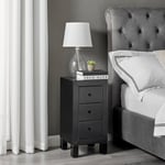 Lexi Small Slimline 3 Drawer Wooden Bedside Table With A Modern Mirrored Finish