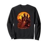 Frankenstein's Castle Jack O Lantern Pumpkin on Halloween Sweatshirt