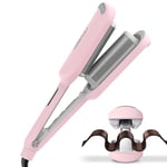 TYMO Hair Waver Crimper Hair Curler - Deep Waver Curling Iron, Ionic Beach Waves Curling Wand with Ceramic Tourmaline Barrel for Women, Anti-Scald, Quick & Easy, Dual Voltage, TYMO ROVY Pink 32mm