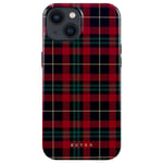 Burga Coque pour iPhone 13 Antichoc Tartan Élégant Bords Surélevés Rouge