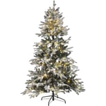 Beliani - Sapin de Noël Vert Artificiel à Neige Support Métallique Pré-Allumé 180 cm Miette