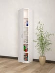 Dmora - Armoire Polyvalente 1 Porte Balabac, Meubles multifonctionnels, Casier à Chaussures, Garde-Robe à balais, Made in Italy, 40x36h186 cm, Blanc et Ciment