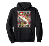 Santa Hat Ugly Christmas Sweater Rainbow Trout Fish Lovers Pullover Hoodie