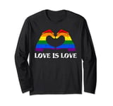 Vintage Love Is Love Rainbow Hands Heart Gay Pride Long Sleeve T-Shirt