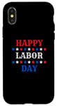 Coque pour iPhone X/XS Étoiles rouges blanches et bleues pour la fête du travail