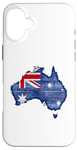 iPhone 16 Plus Australia Down Under Wooden Australian Flag Map Gift Case