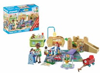 Playmobil 71649 Assistante Maternelle et bébés - MyLife Promo Pack - Comprenant Cinq Personnages, Une Tour de Jeu, Un Toboggan et de Nombreux Accessoires adorables - Dès 4 Ans