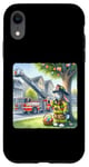 Coque pour iPhone XR Lapin pompier sauvant les friandises de Pâques de l'arbre Échelle