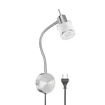 Lampe de lecture MIRAS avec col de cygne, interrupteur et prise, ampoule LED