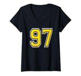 Womens Number 97 in Yellow Black White printed both sides V-Neck T-Shirt