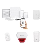 SCS Sentinel - Pack Kit Alarme sans Fil connecté Wi-FI et GSM 4G : Detecteur sans Fil SAL0060 + Detecteur de Mouvement SAL0061 + Sirène extérieure SAL0062+ Télécommande SAL0065