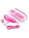 Manette Wiimote Motion Plus intégrée + Nunchuk filaire Pour Wii & Wii U - Rose