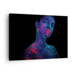 Impression sur Toile 70x50cm Tableaux Image Photo Femme Ultraviolet Paillettes