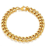 FindChic Gourmette Homme Chaîne Bracelet Plaqué Or 18K, Chaîne Maille Grosse 9 mm, Bijoux Hip Hop Bracelet Femme