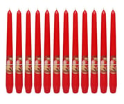 Dekohelden24 Lot de 12 bougies chandeliers parfumées au pain d'épices de Noël - Senteur Gingerbread - Cannelle et pomme - Rouge - Dimensions : H x Ø env. 25 x 2 cm - 60 g