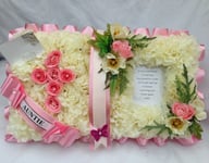 Artificial Funeral Flower Open Book Bible Wreath Floral Silk Tribute Arrangement