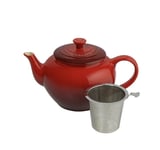 Le Creuset Stoneware Teapot With Metallic Infuser  1.3L - Cerise Christmas (New)