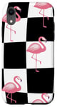 Coque pour iPhone XR Pink Flamingo Checker Black & White Pink Checkered Flamingo