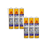 Lot de 6 mastic-colle à prise rapide Sika Sika flex High Tack - Blanc - 300ml - Blanc