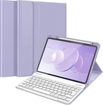 Clavier Pour Ipad Air 11 Pouces 2024/Ipad Air 5 2022/Ipad Air 4 2020 10.9"", [Clavier Azerty] Housse Multipositions Avec Rangement De Stylet, Clavier Sans Fil Détachable, Mauve