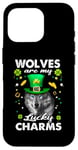 iPhone 16 Pro Wolves Are My Lucky Charms St Patricks Day Irish Wolf Case