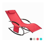 Sobuy - Fauteuil à bascule Chaise longue Transat de jardin avec repose-pieds, Bain de soleil Rocking Chair - Rouge ® OGS28-R