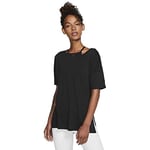 Nike W Nk Yoga Layer Ss Top T-Shirt - Black/(Dark Smoke Grey), X-Small