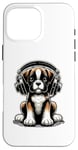 Coque pour iPhone 16 Pro Max Boxer Dog Casque audio pour chien Boxers