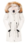 Orolay Veste D'hiver Mi-Longue en Laine D'agneau à Capuche et Col Montant pour Femme Beige XL