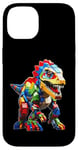 Coque pour iPhone 14 Jeu de briques T-Rex pour les amateurs de dinosaures