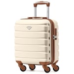 Flight Knight Bagage Cabine Leger a 4 Roues en ABS Rigide Approuve par Plus De 100 Compagnies Aeriennes, Dont Lufthansa, Air France, HOP! Ryanair et easyJet - 45x36x20cm (TSA) Creme/Marron