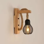 Shmshng - Applique Murale Industrielle Vintage, Lampe Murale en Bois Rustique Rétro, Abat-Jour en Cage en Métal Noir, Applique Murale Intérieure Bois