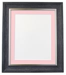 Scandi Vintage Charcoal Grey Picture Photo Frame with Pink Mount 50 x 70 cm cm Image Size 24 x 16 inch