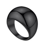 Anneau Jonc Bague Homme Jonc Acier Inoxydable Gros Femme Garçon Pouce Main Mariage Amitié Punk Noir-16mm Bijoux Cadeau Anniversaire Sain Valentin Noël