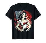 Vintage Pin-Up Girl: Bold American Heritage Tattoo Style T-Shirt