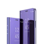 MRSTER Xiaomi Redmi Note 8 Pro Miroir Housse Coque Etui à Rabat, Mirror Smart View Standing 360° Protecteur Etui Coque pour Xiaomi Redmi Note 8 Pro. Flip Mirror: Purple