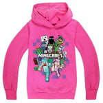 Barnens tecknade spel Hoodie Casual Långärmad Huvtröja Minecraft Grafisk Tröja för 5-12 år pojkar flickor-Xin Rose Red 5-6Years