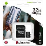 Kingston 32 Gt microSD Canvas Select Plus UHSI Speed Class 1 (U1) hukommelseskort