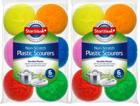 Plastic Scourers Non-Scratch 12 Pack Non Stick Enamel Pots Pans Glass Porcelain 