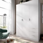 Mobimarket - Armoire blanche Essen 3 portes et 3 tiroirs Blanc 121 x 184 x 52 cm - Blanc