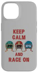 Coque pour iPhone 14 Casque rétro vintage, Go Kart Car Racing, Keep Calm & Race On