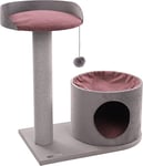 Flamingo Arbre à Chat avec Jouet - Griffoir avec Brosse - 65x35x65 cm - Peluche Douce - Bon pour des Heures de Plaisir