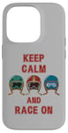 Coque pour iPhone 14 Pro Casque rétro vintage, Go Kart Car Racing, Keep Calm & Race On