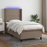 Sommier � lattes de lit matelas LED Taupe 90x190 cm Tissu