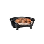 Ferplast Dog Bed & Cat Bed with Cotton Cushion, Raised Dog Bed, Plastic Dog Bed Medium, Dog Bed Washable, Dog Basket, Breathable & Antislip, THRONE 70,5 x 52 x h 28,5 cm, Black