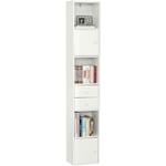 Sobuy - STR10-W Bibliothèque Étagère sur Pied Étagère de Rangement Meuble Colonne Classeur Armoire Haute pour Bureau, Salon, Chambre avec 2Portes et